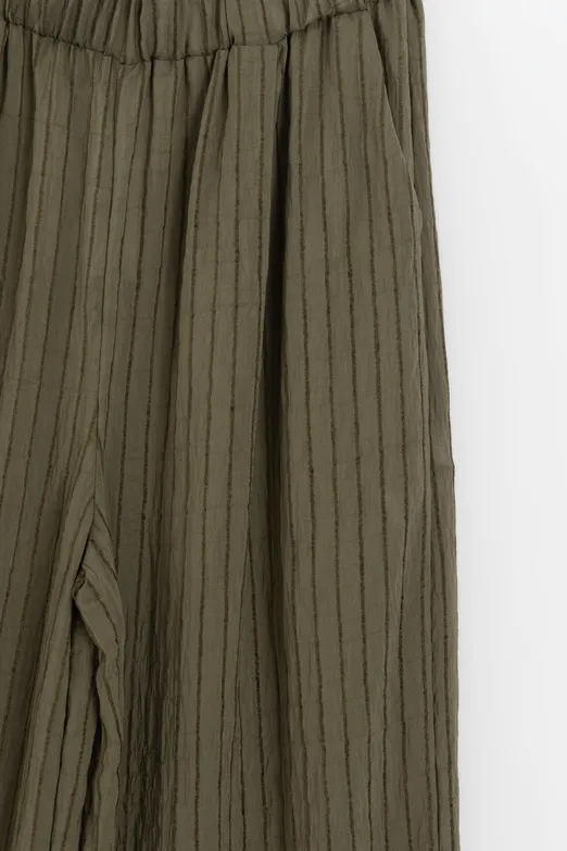 Bayan Haki Çizgili Oversize Pantolon - BSL