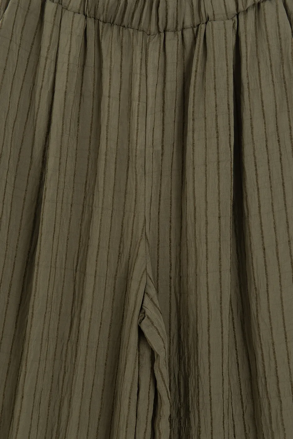 Bayan Haki Çizgili Oversize Pantolon