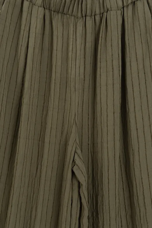 Bayan Haki Çizgili Oversize Pantolon - BSL