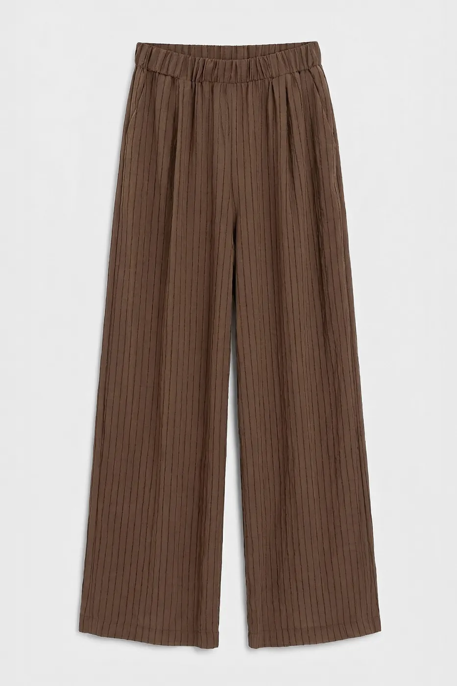 Bayan Kahverengi Çizgili Oversize Pantolon