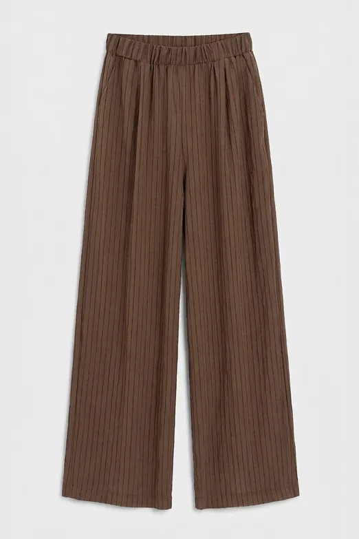 Bayan Kahverengi Çizgili Oversize Pantolon - BSL