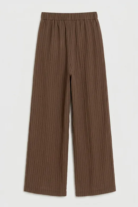 Bayan Kahverengi Çizgili Oversize Pantolon - BSL