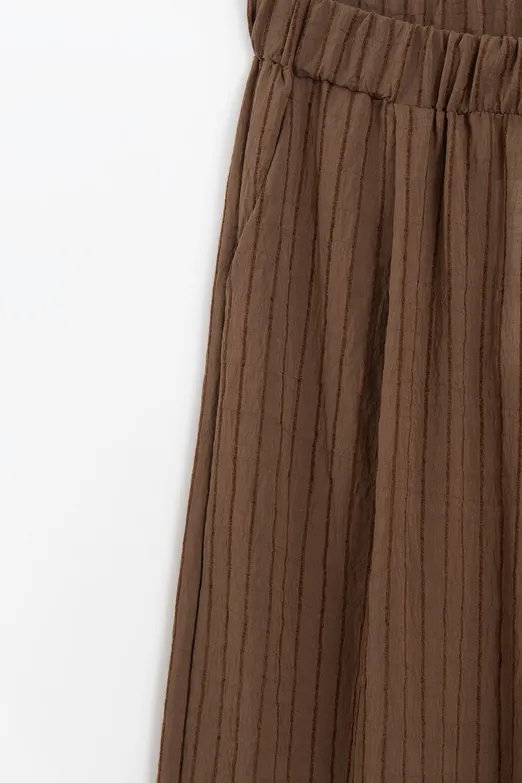 Bayan Kahverengi Çizgili Oversize Pantolon - BSL
