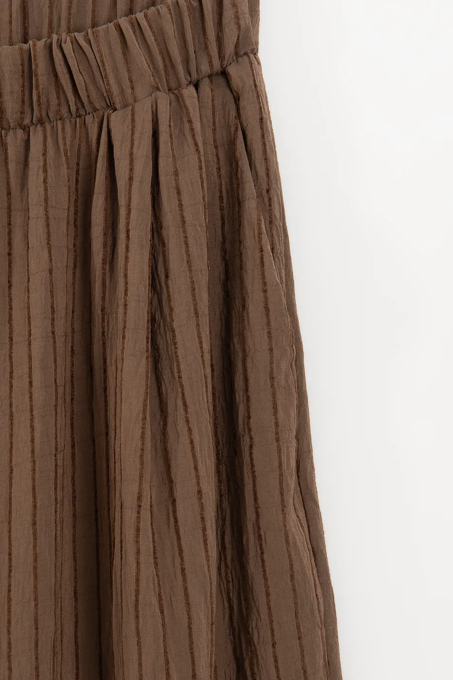 Bayan Kahverengi Çizgili Oversize Pantolon