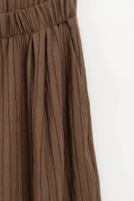 Bayan Kahverengi Çizgili Oversize Pantolon - BSL