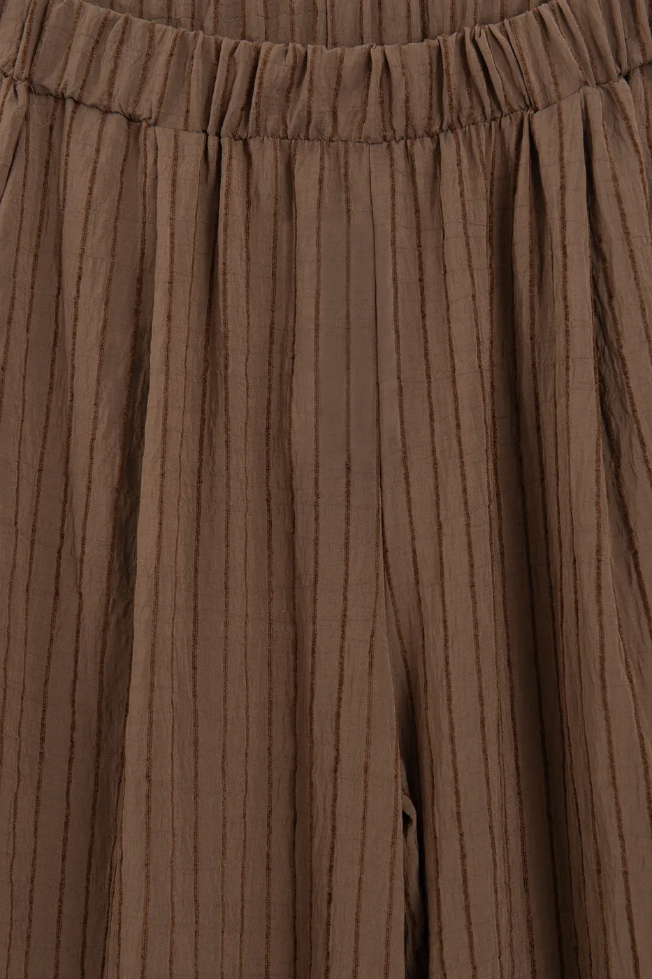 Bayan Kahverengi Çizgili Oversize Pantolon