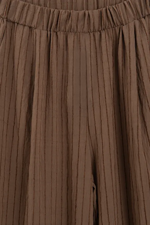 Bayan Kahverengi Çizgili Oversize Pantolon - BSL