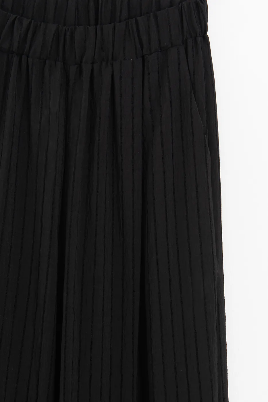 Bayan Siyah Çizgili Oversize Pantolon