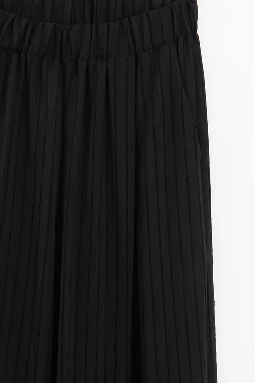 Bayan Siyah Çizgili Oversize Pantolon - BSL