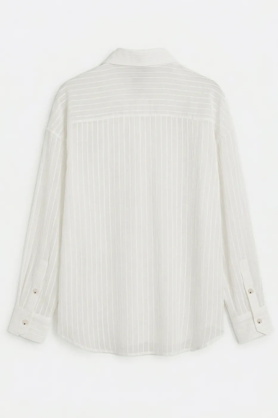 Bayan Ekru Çizgili Oversize Gömlek