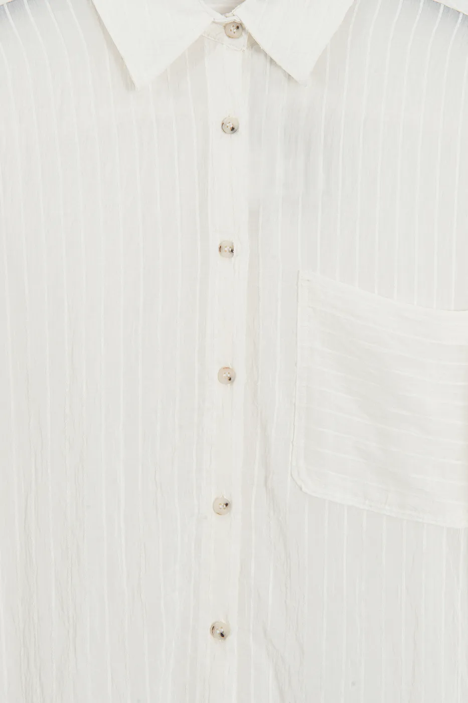 Bayan Ekru Çizgili Oversize Gömlek