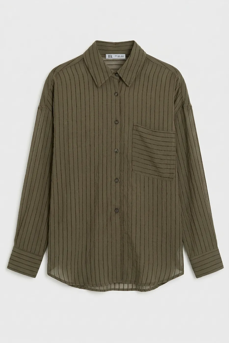 Bayan Haki Çizgili Oversize Gömlek