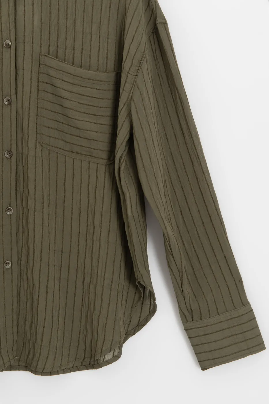 Bayan Haki Çizgili Oversize Gömlek