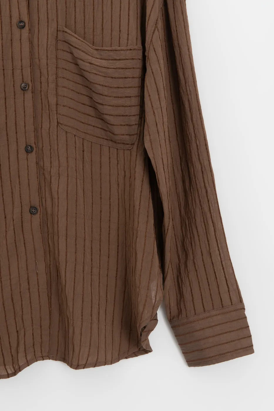 Bayan Kahverengi Çizgili Oversize Gömlek