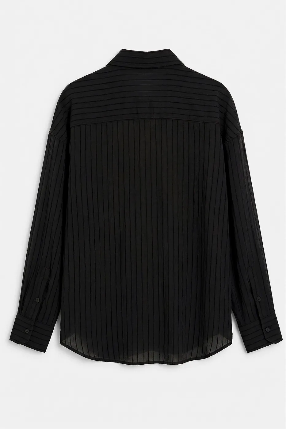 Bayan Siyah Çizgili Oversize Gömlek