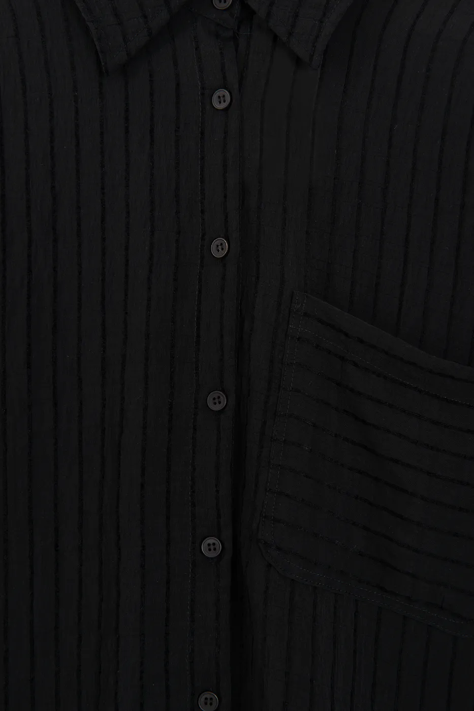 Bayan Siyah Çizgili Oversize Gömlek