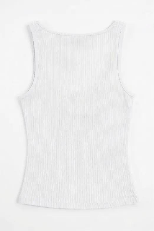 Bayan Beyaz Kare Yaka Atlet Top - BSL