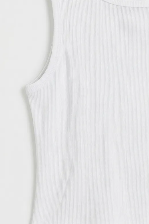 Bayan Beyaz Kare Yaka Atlet Top - BSL