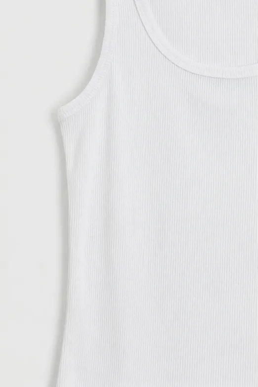 Bayan Beyaz Kare Yaka Atlet Top - BSL