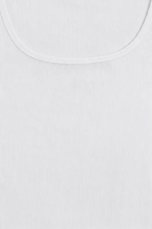 Bayan Beyaz Kare Yaka Atlet Top - BSL