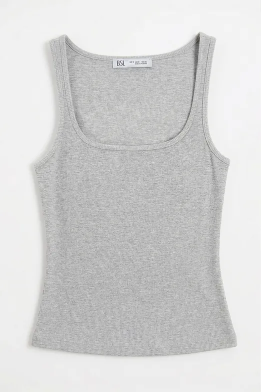 Bayan Gri Kare Yaka Atlet Top - BSL