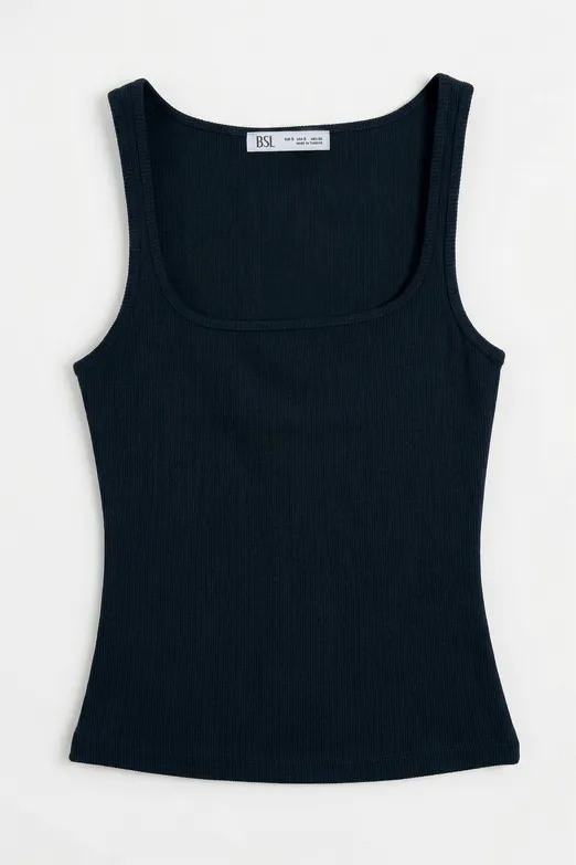 Bayan Lacivert Kare Yaka Atlet Top - BSL