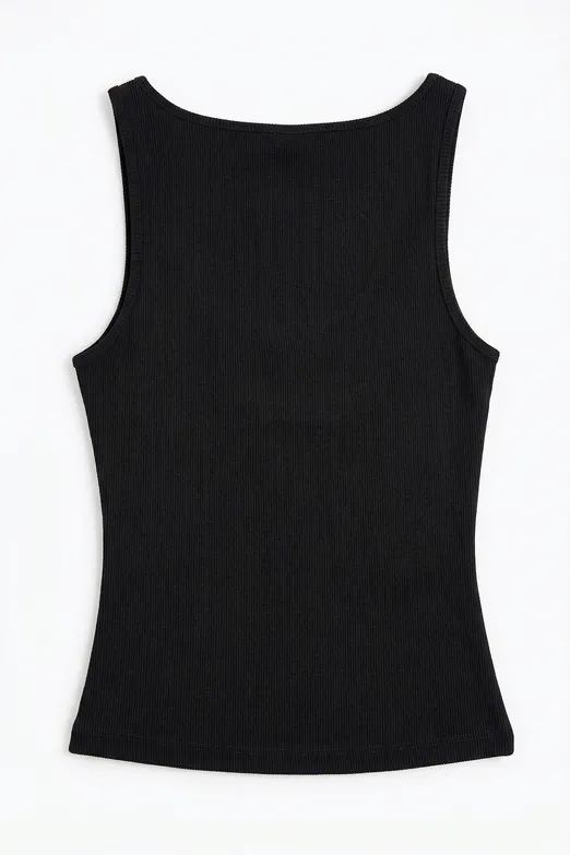 Bayan Siyah Kare Yaka Atlet Top - BSL