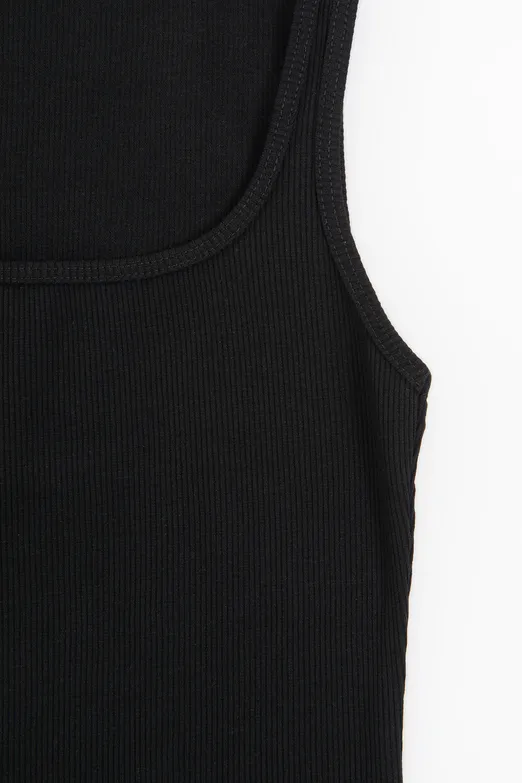 Bayan Siyah Kare Yaka Atlet Top - BSL