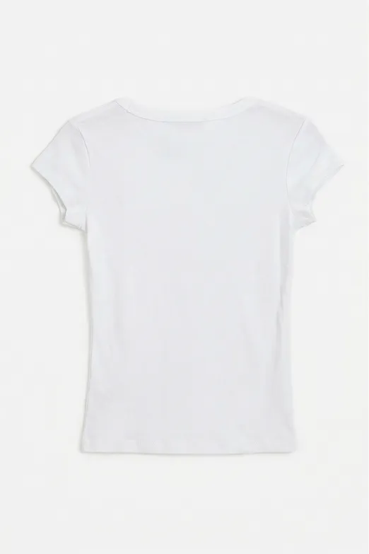 Bayan Beyaz U Yakalı Top - BSL