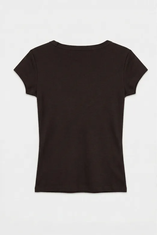 Bayan Kahverengi U Yakalı Top - BSL