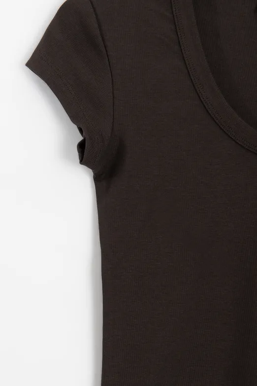 Bayan Kahverengi U Yakalı Top - BSL