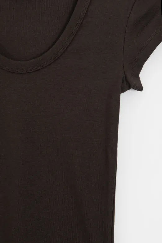 Bayan Kahverengi U Yakalı Top - BSL