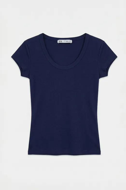 Bayan Lacivert U Yakalı Top - BSL