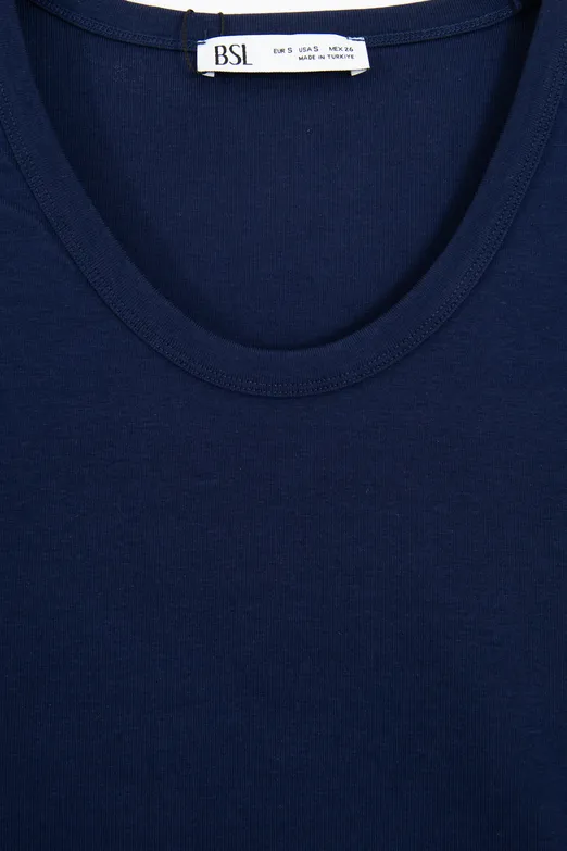 Bayan Lacivert U Yakalı Top - BSL