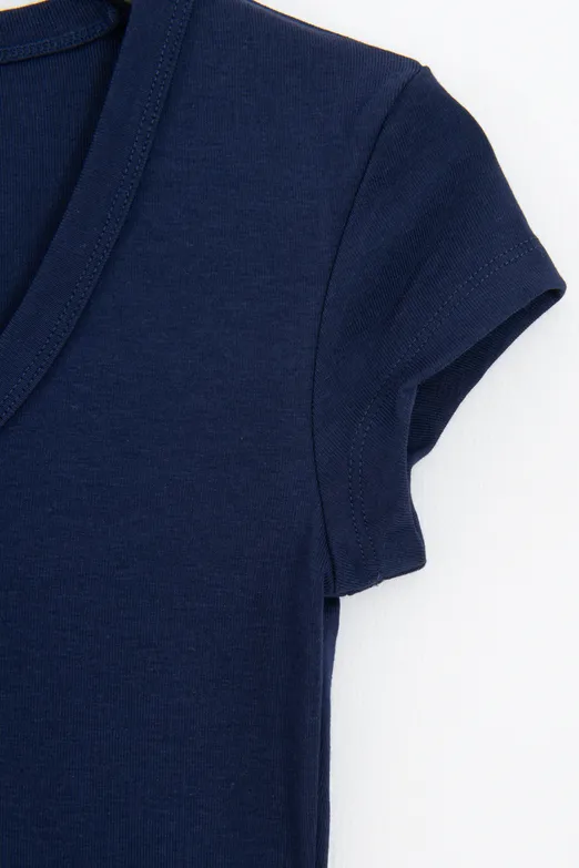 Bayan Lacivert U Yakalı Top - BSL