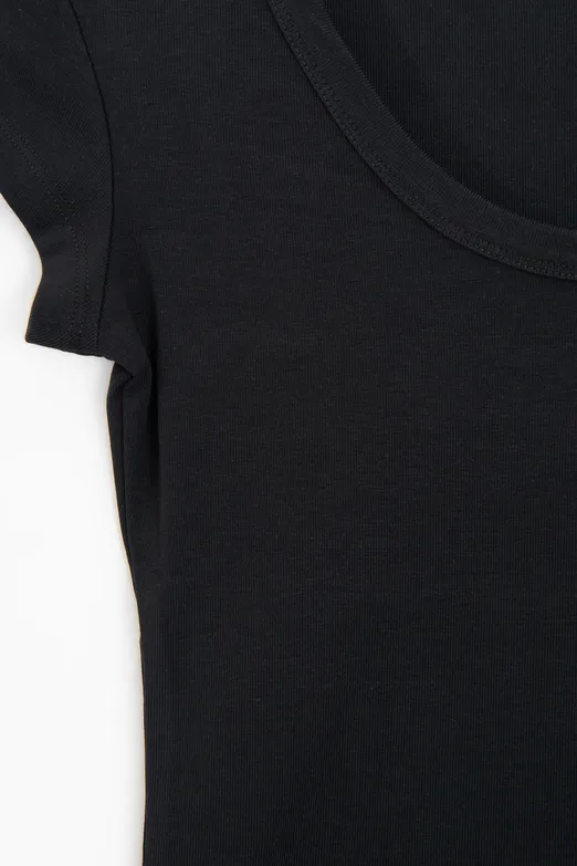 Bayan Siyah U Yakalı Top - BSL