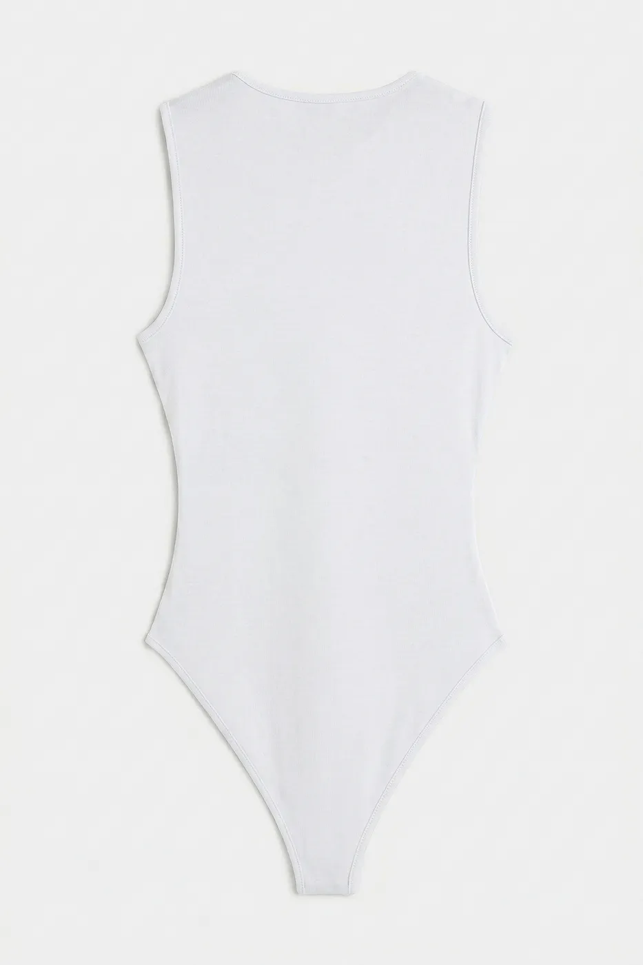 Bayan Beyaz Derin V Yakalı Kolsuz Bodysuıt