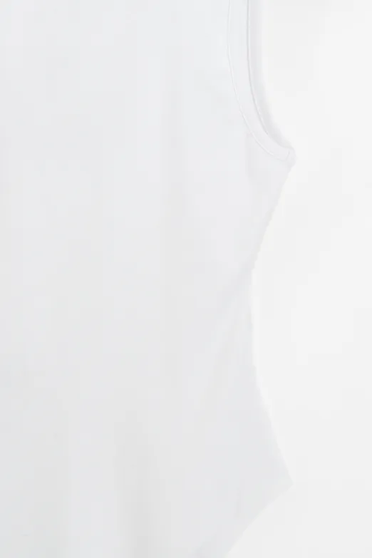 Bayan Beyaz Derin V Yakalı Kolsuz Bodysuıt - BSL