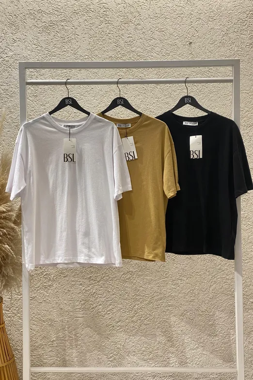 Bayan Beyaz Basic Oversıze Tshirt - BSL