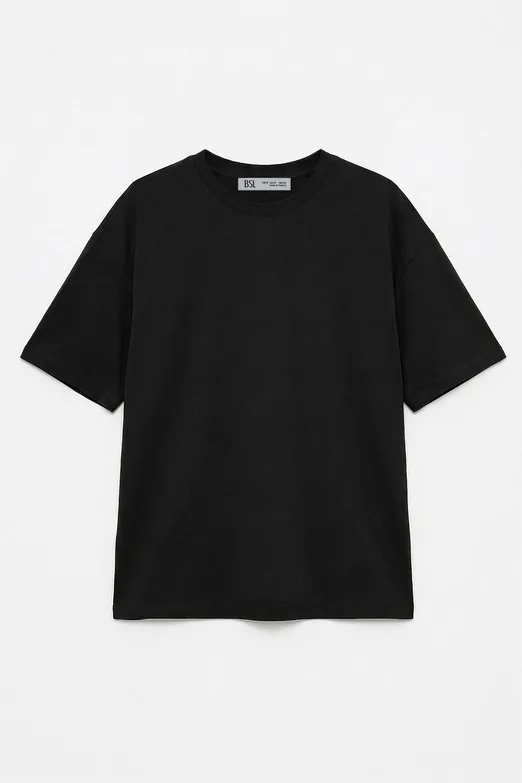 Bayan Siyah Basic Oversıze Tshirt - BSL