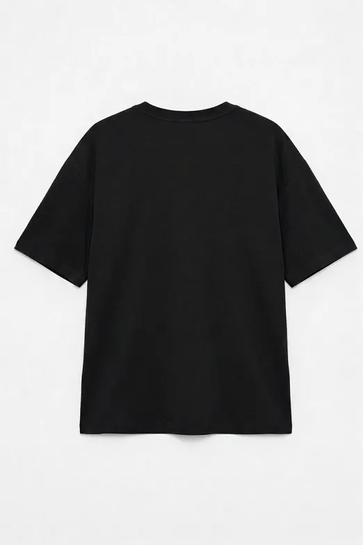 Bayan Siyah Basic Oversıze Tshirt - BSL