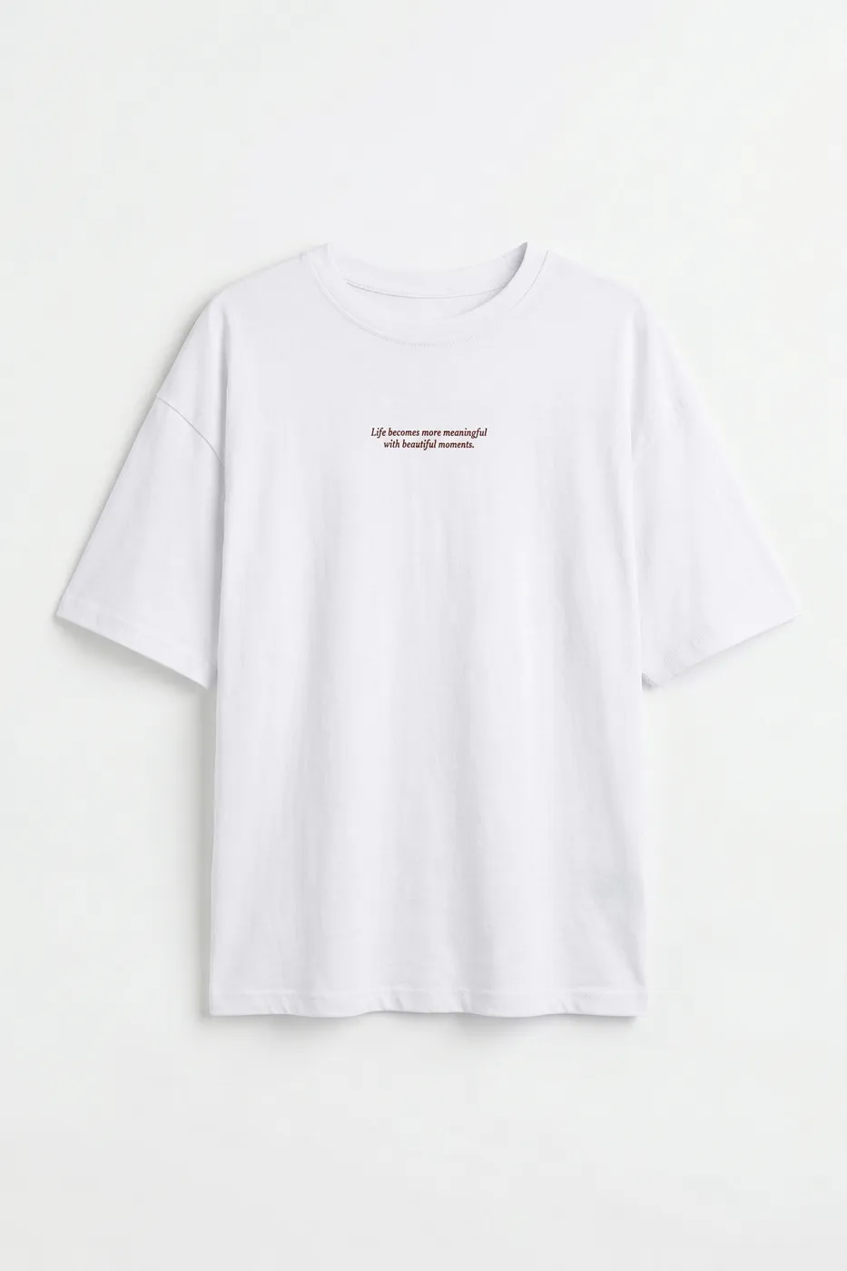 Bayan Beyaz Basic Baskılı Oversize Tshirt