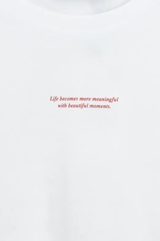 Bayan Beyaz Basic Baskılı Oversize Tshirt - BSL