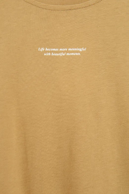 Bayan Hardal Basic Baskılı Oversize Tshirt - BSL