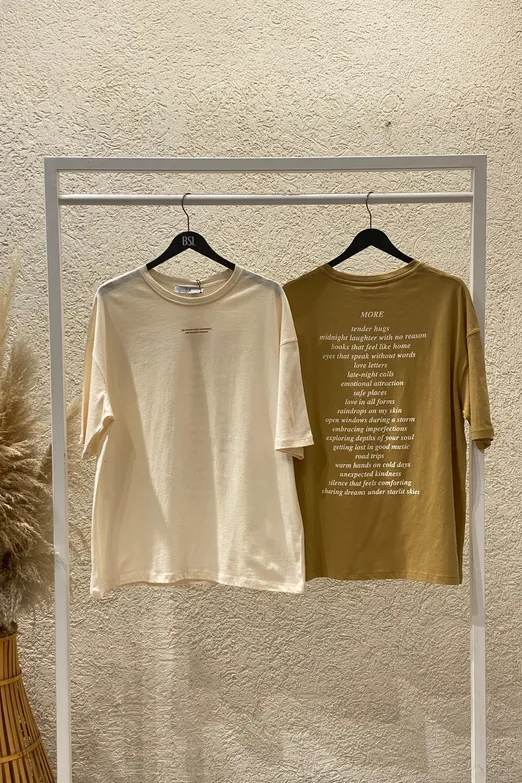Bayan Hardal Basic Baskılı Oversize Tshirt - BSL