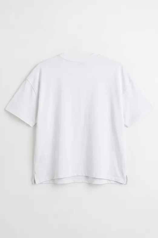 Bayan Beyaz Oversize Basic Tshirt - BSL