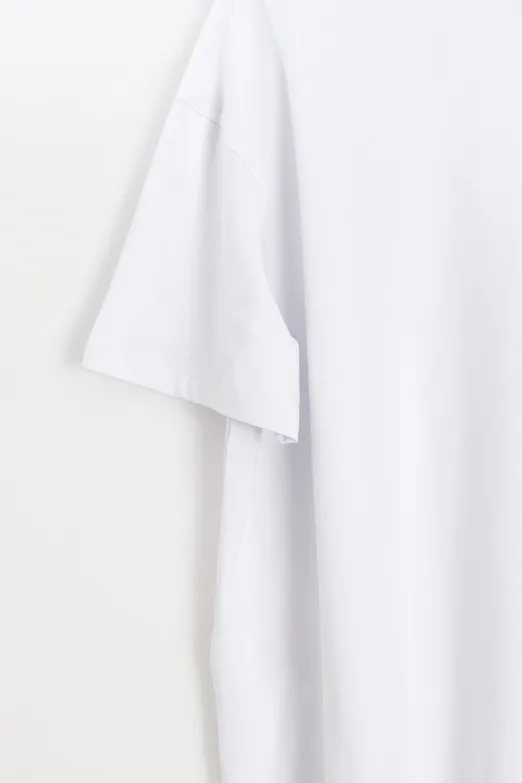 Bayan Beyaz Oversize Basic Tshirt - BSL