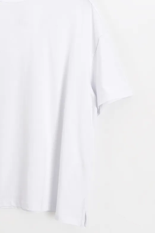 Bayan Beyaz Oversize Basic Tshirt - BSL