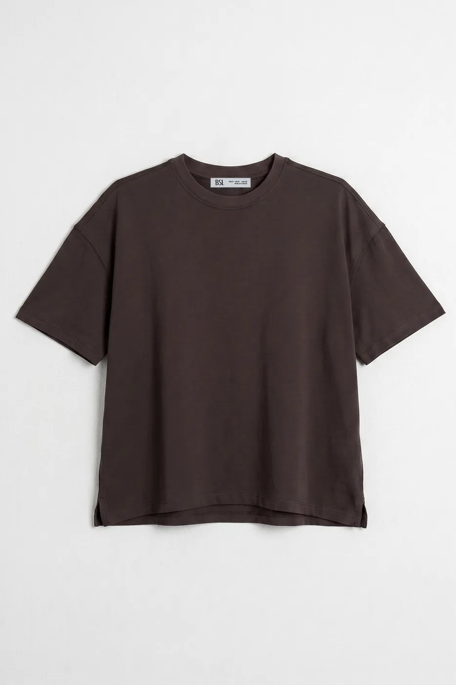Bayan Kahverengi Oversize Basic Tshirt