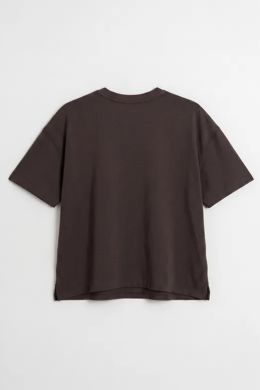 Bayan Kahverengi Oversize Basic Tshirt - BSL